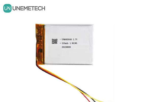 3.7V 530mAh Custom Lithium Polymer Battery 403040 con UL1642 Long Cycle Life