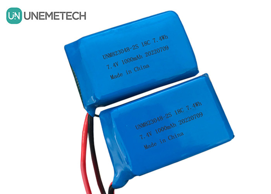 2S Batteria LiPo ad alta velocità di scarica / Batteria polimerica al litio 18C 7.4v 1000mah 823048