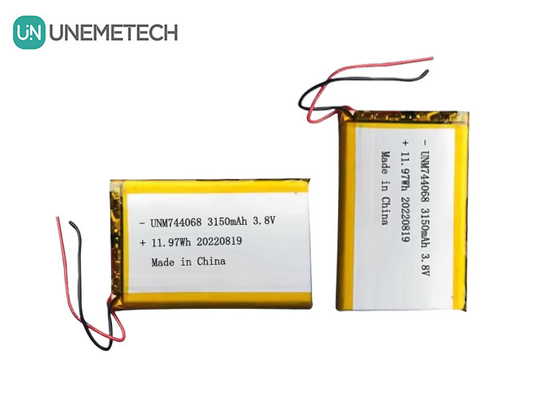Batteria Lipo ricaricabile ad alta tensione 3.8V 744068 3150mah Batteria per sistema di tracciamento GPS