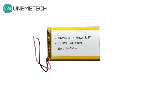 Batteria Lipo ricaricabile ad alta tensione 3.8V 744068 3150mah Batteria per sistema di tracciamento GPS