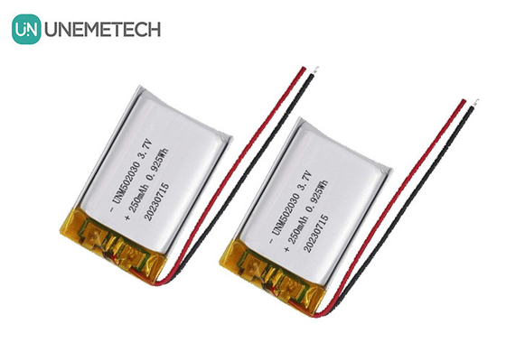 UNEMETECH 3.7V 250mAh batteria ricaricabile in polimero di litio 502030 per dispositivi di bellezza