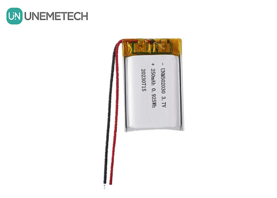 UNEMETECH 3.7V 250mAh batteria ricaricabile in polimero di litio 502030 per dispositivi di bellezza