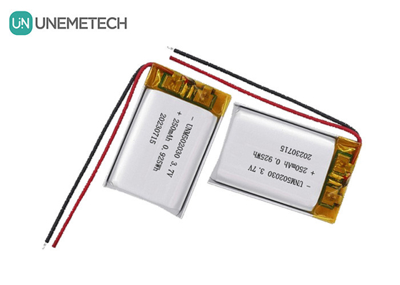 UNEMETECH 3.7V 250mAh batteria ricaricabile in polimero di litio 502030 per dispositivi di bellezza