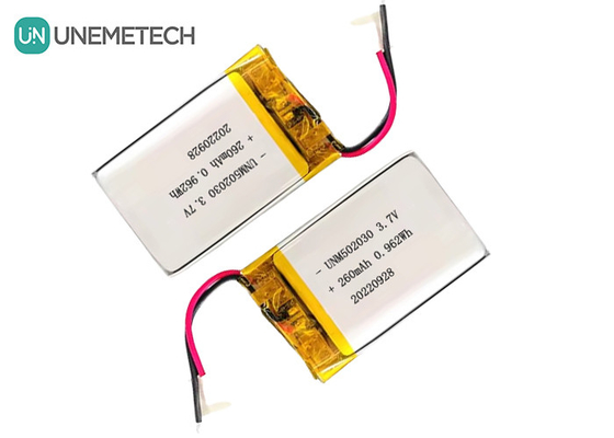 Batterie Lipo ricaricabili 502030 / 3.7V 260mAh Piccole batterie al litio polimeriche personalizzate
