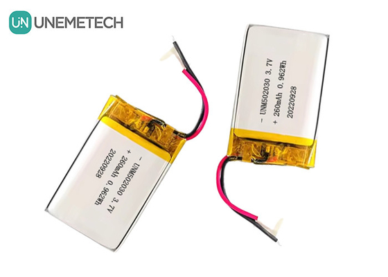 Batterie Lipo ricaricabili 502030 / 3.7V 260mAh Piccole batterie al litio polimeriche personalizzate