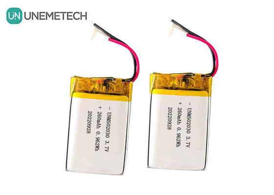 Batterie Lipo ricaricabili 502030 / 3.7V 260mAh Piccole batterie al litio polimeriche personalizzate