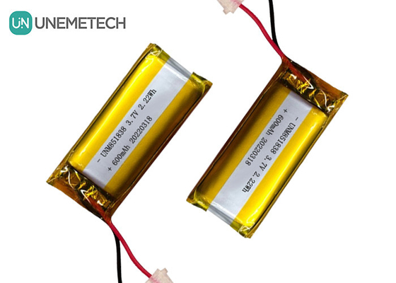 600mAh Batteria agli ioni di litio in argento personalizzata / 851838 3.7V Dispositivo indossabile Batteria agli ioni di litio in polimero