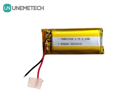 600mAh Batteria agli ioni di litio in argento personalizzata / 851838 3.7V Dispositivo indossabile Batteria agli ioni di litio in polimero