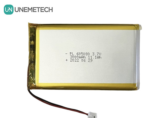 3.7V 3000mAh Batteria ricaricabile agli ioni di litio 605080 con PCB e connettore per fili elettronici