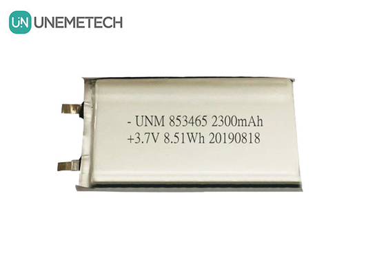 3.7V 2300mah Single Cell Lithium Polymer Battery Pack 853465 con IEC62133 per apparecchiature mediche