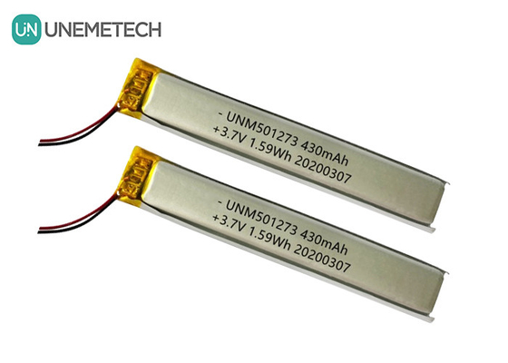 5.0*12.0*73.0mm Batteria polimerica al litio / 3.7V 430mAh 501273 Thin Lipo Battery per dispositivi Bluetooth