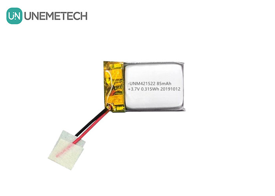 85mAh 3.7V Piccola batteria al litio polimerico 421522 ricaricabile con PCM e filo di piombo