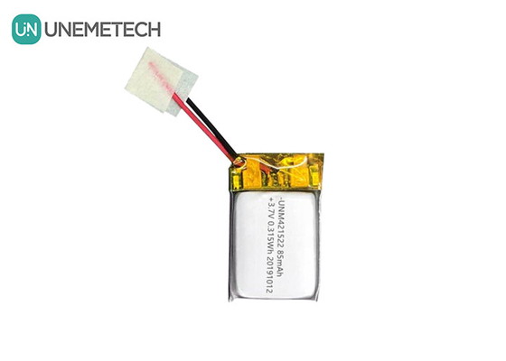 85mAh 3.7V Piccola batteria al litio polimerico 421522 ricaricabile con PCM e filo di piombo