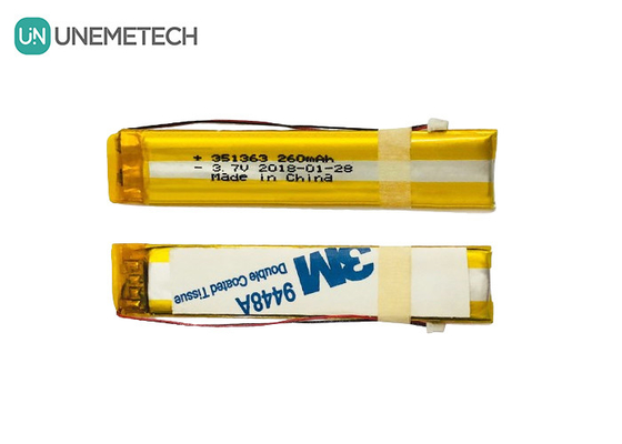 Long Narrow 3.7V 260mAh Custom Lithium Polymer Battery 351363 Per occhiali intelligenti