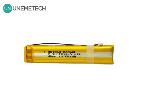 Long Narrow 3.7V 260mAh Custom Lithium Polymer Battery 351363 Per occhiali intelligenti