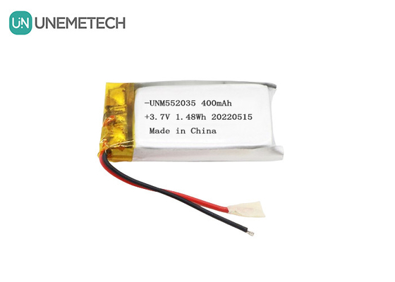 3.7V ricaricabile batteria polimerica agli ioni di litio 552035 400mAh batteria Li Po per dispositivo wireless