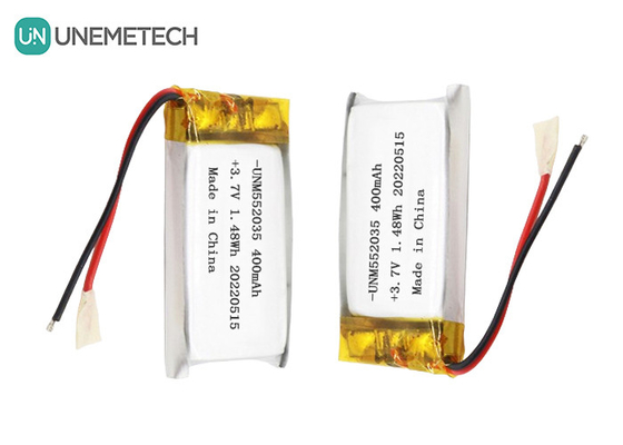 3.7V ricaricabile batteria polimerica agli ioni di litio 552035 400mAh batteria Li Po per dispositivo wireless