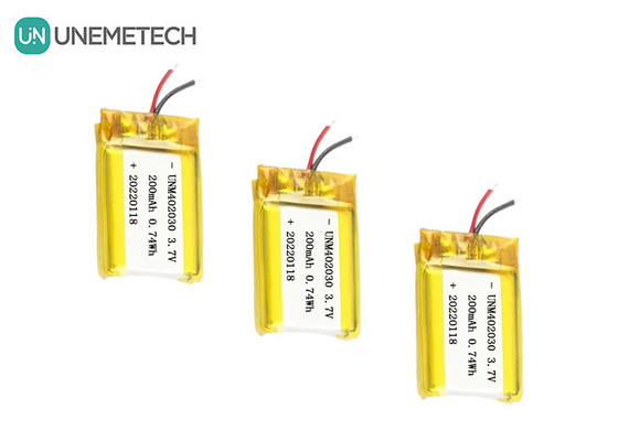 Piccole dimensioni 402030 3.7V 200mAh batteria ricaricabile Lipo per prodotti elettronici