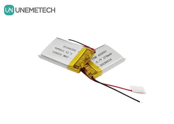3.7V 270mAh 432031 Batteria al litio polimerico per apparecchi elettronici