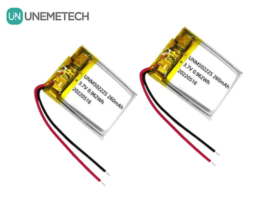 3.7V batteria ricaricabile agli ioni di litio polimero 502225 260mAh per sensori wireless