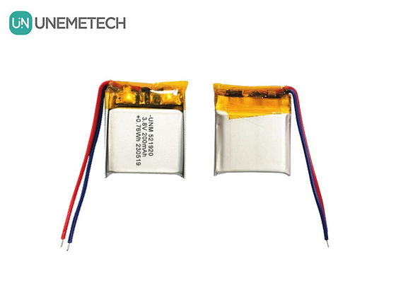 Batteria polimerica al litio ad alta tensione 3.8V 200mAh 521920 per orologi intelligenti