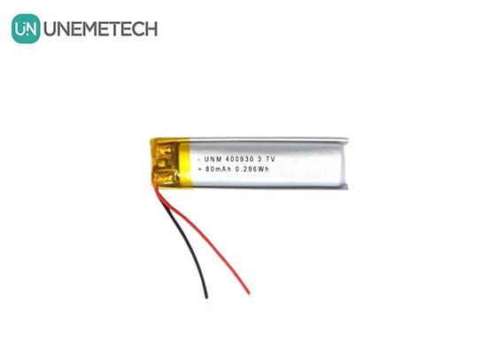 3.7V 80mAh 400930 Batteria al litio polimerico personalizzata basso peso per candele elettroniche