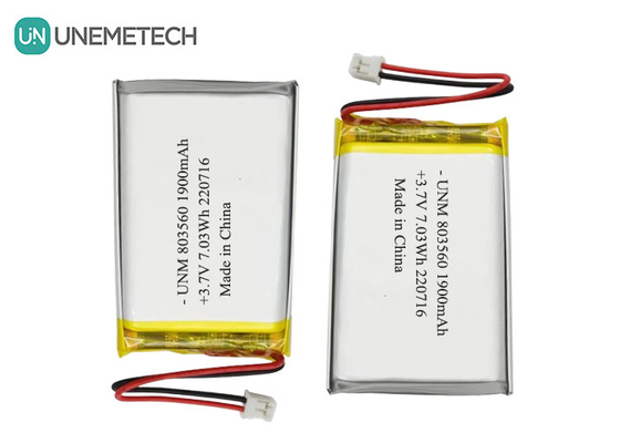 Batteria polimerica al litio flessibile ricaricabile 3.7V 1900mAh 803560 per torce