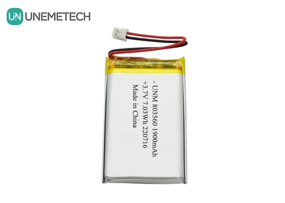 Batteria polimerica al litio flessibile ricaricabile 3.7V 1900mAh 803560 per torce
