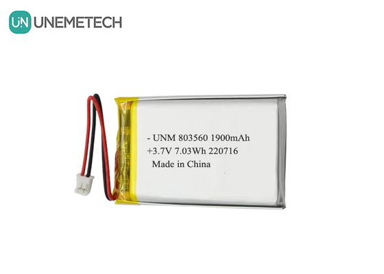 Batteria polimerica al litio flessibile ricaricabile 3.7V 1900mAh 803560 per torce