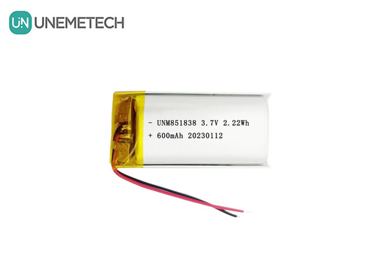 600mAh Batteria ricaricabile in Li polimero 851838 3.7V Batteria Lipo personalizzata