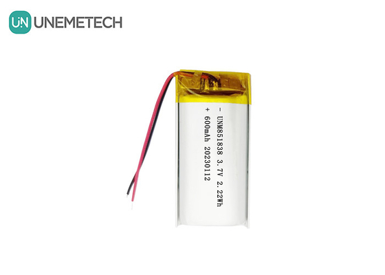 600mAh Batteria ricaricabile in Li polimero 851838 3.7V Batteria Lipo personalizzata
