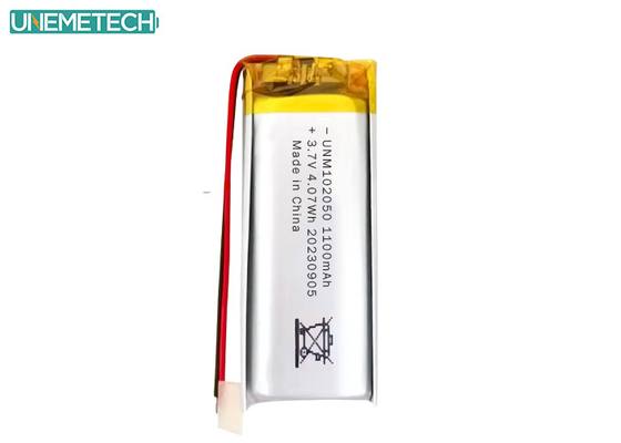 Batteria Lipo personalizzata 102050 3.7 V 1100mAh con accumulatore Li-Polymer approvato CE