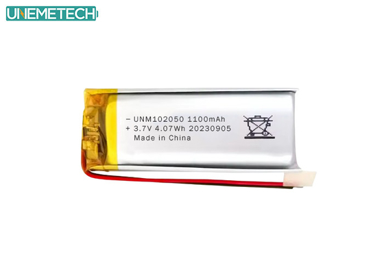 Batteria Lipo personalizzata 102050 3.7 V 1100mAh con accumulatore Li-Polymer approvato CE